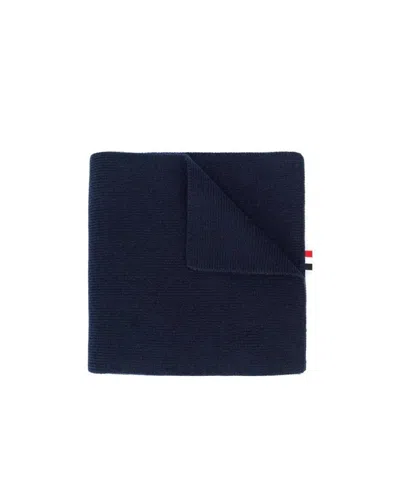 Thom Browne 4-bar Stripe Cashmere Rib Scarf In Black