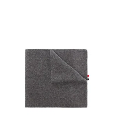Thom Browne 4-bar Stripe Cashmere Rib Scarf In Gray
