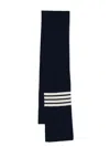 Thom Browne 4-bar Stripe Cashmere Scarf In Blue