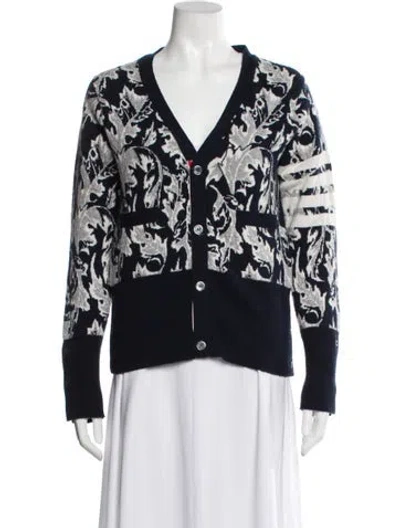 Pre-owned Thom Browne 4 Bar Stripe Cashmere Sweater In Blue