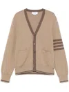 Thom Browne Brown Milano Stitch 4-bar V-neck Cardigan In Green