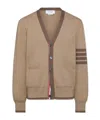 Thom Browne Brown Milano Stitch 4-bar V-neck Cardigan In Green