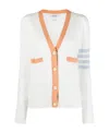 Thom Browne 4-bar-stripe Cotton Cardigan In White