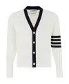 Thom Browne 4-bar Stripe Cotton Cardigan In White