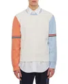 Thom Browne Color-block Crew Neck Sweater With Striped Detail