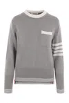 Thom Browne Jersey 4-bar Cotton Sweater In Gray
