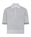 Thom Browne Gray Textured Striped Stitch 4-bar Relaxed Polo In Gray