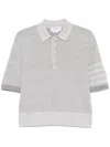Thom Browne Gray Textured Striped Stitch 4-bar Relaxed Polo In Grey