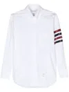 THOM BROWNE WHITE 4-BAR STRIPE COTTON SHIRT