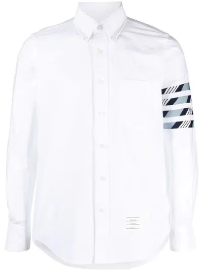 Thom Browne Grey Funmix Checked Cotton Shirt In Medium Blue