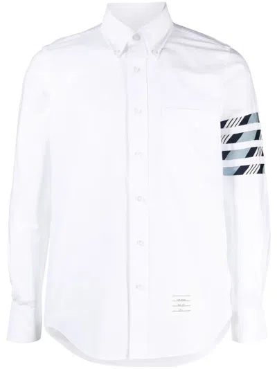 Thom Browne Grey Funmix Checked Cotton Shirt In Medium Blue