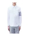 Thom Browne Grey Funmix Checked Cotton Shirt In White