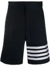 Thom Browne 4 Bar-stripe Cotton Shorts In Blue