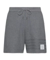Thom Browne 4-bar Stripe Cotton Shorts In Gray
