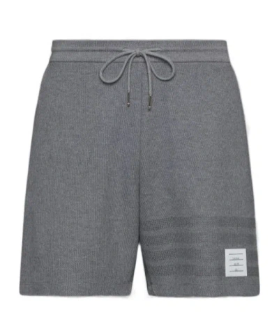 Thom Browne 4-bar Stripe Cotton Shorts In Gray