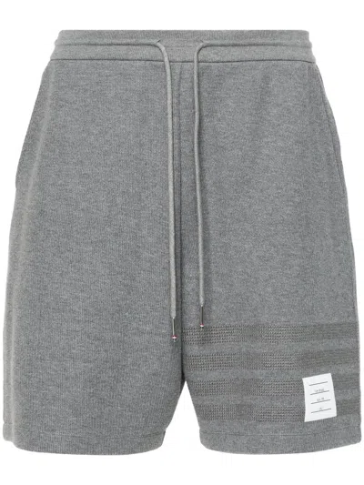 Thom Browne 4-bar Stripe Cotton Shorts In Grey