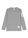 Thom Browne Long Sleeve Tee With 4 Bar Stripe In Milano Cotton In Grey