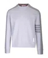 Thom Browne Loopback Jersey Knit 4-bar Crewneck Sweatshirt In White