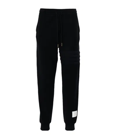 Thom Browne Flecked Knitted Track Pants In Black