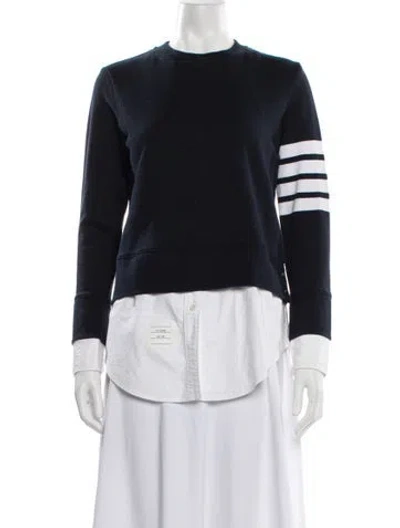 Pre-owned Thom Browne 4 Bar Stripe Crew Neck Sweater In Blue