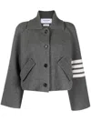 Thom Browne 4-bar Stripe Cropped Jacket In Grey