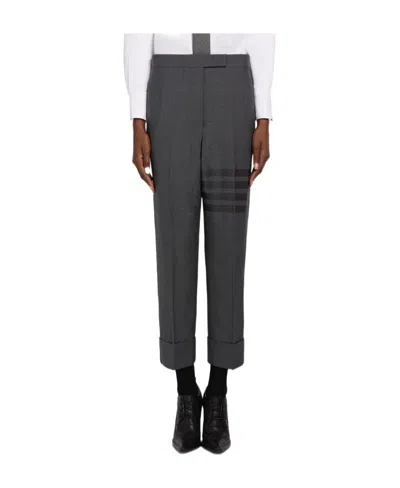 Thom Browne 4-bar Stripe Cropped Wool Trousers In Black