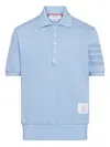 Thom Browne 4-bar Stripe-detail Button-fastening Polo Shirt In Blue