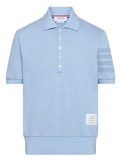 Thom Browne 4-bar Stripe-detail Button-fastening Polo Shirt In Blue