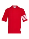 Thom Browne Four-bar Stripe Tee In Red