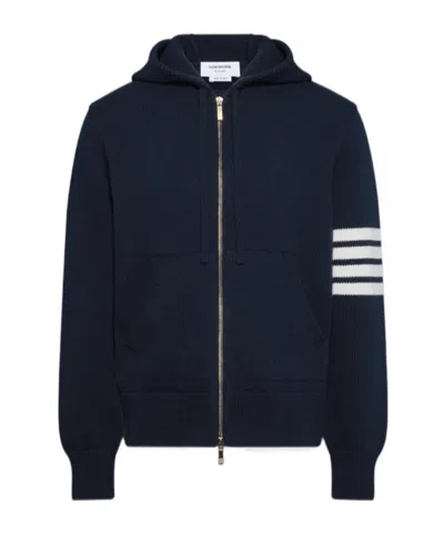 Thom Browne 4-bar Stripe-detail Zip-up Hoodie In Blue