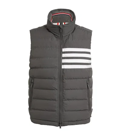 Thom Browne 4-bar Stripe Down-filled Gilet In Grey
