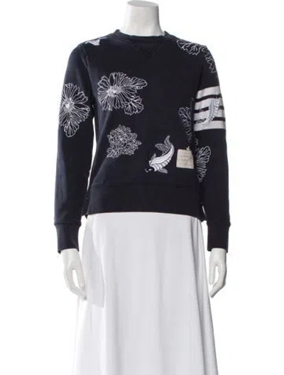 Pre-owned Thom Browne 4 Bar Stripe Floral Print Sweatshirt In Blue