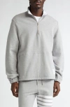 Thom Browne 4-bar Stripe Funnel Neck Half Zip Sweatshirt In Light Grey