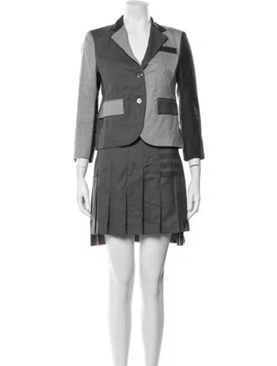 Pre-owned Thom Browne 4 Bar Stripe Grosgrain Trim Skirt Set In Grey