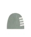 Thom Browne 4-bar Stripe Half Cardigan-stitch Beanie In Gray