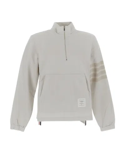 Thom Browne 4-bar Stripe Half-zip Sweatshirt In Gray