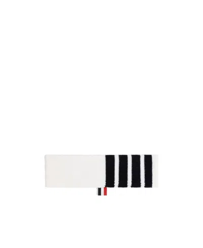 Thom Browne 4-bar Stripe Headband In White