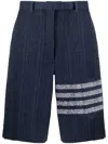 Thom Browne Gestreifte Shorts Mit Hohem Bund In Blau