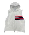 Thom Browne 4-bar Stripe Hooded Gilet In White