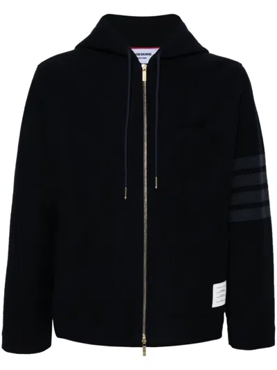 Thom Browne 4 Bar-stripe Hooded Jacket In Blue