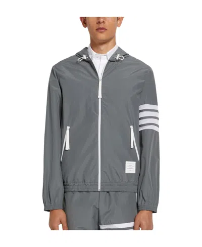 Thom Browne 4-bar Stripe Hooded Jacket In Gray