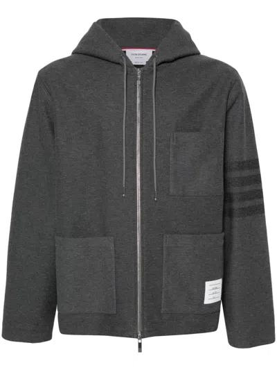 Thom Browne 4 Bar-stripe Hooded Jacket In Grey