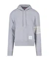 Thom Browne Striped Waffle-knit Cashmere And Wool-blend Hoodie In Gray