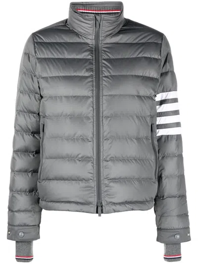 Thom Browne 4-bar Stripe-intarsia Funnel-neck Ski Jacket In Grey