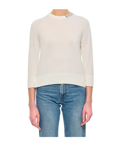 Thom Browne 4-bar Stripe Intarsia Jumper In White
