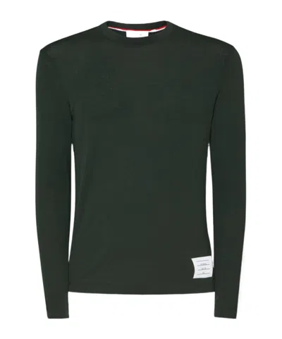 THOM BROWNE THOM BROWNE LOGO PATCH LONG SLEEVED CREWNECK T-SHIRT