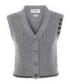Thom Browne Virgin Wool Cable-knit Sweater Vest In Gray