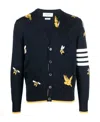 THOM BROWNE 4-BAR STRIPE INTARSIA-PATTERNED CARDIGAN