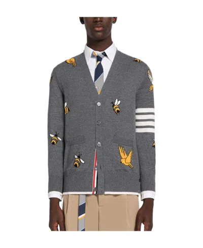 THOM BROWNE THOM BROWNE 4-BAR STRIPED BUTTONED CARDIGAN