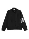 Thom Browne Jacket High Collar Elastic Cuffs Stripe Sleeves In Black